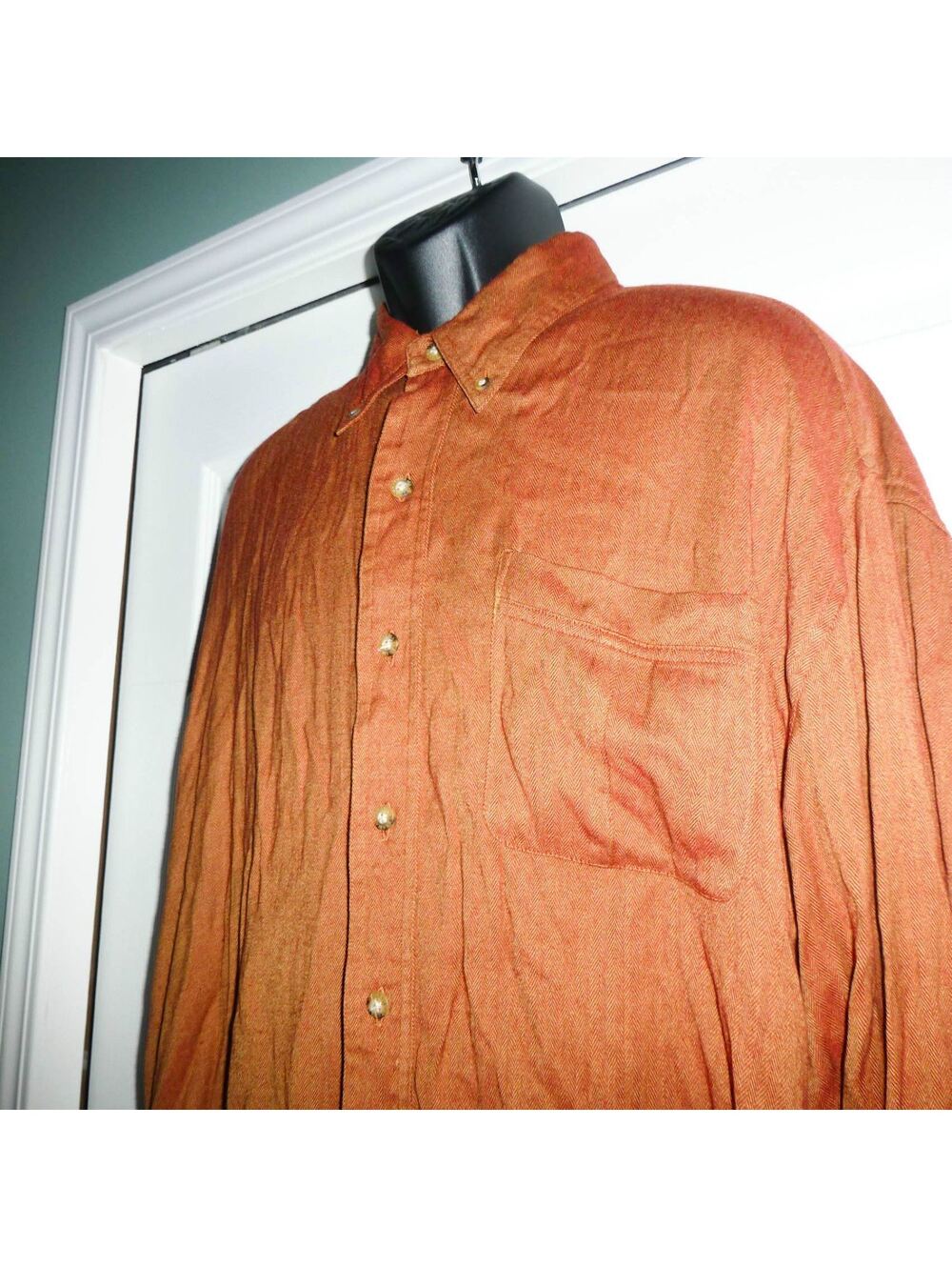 Tehama Clint Mens Button Up Long Sleeve Brown Dress Shirt Size XL Rayon/Poly